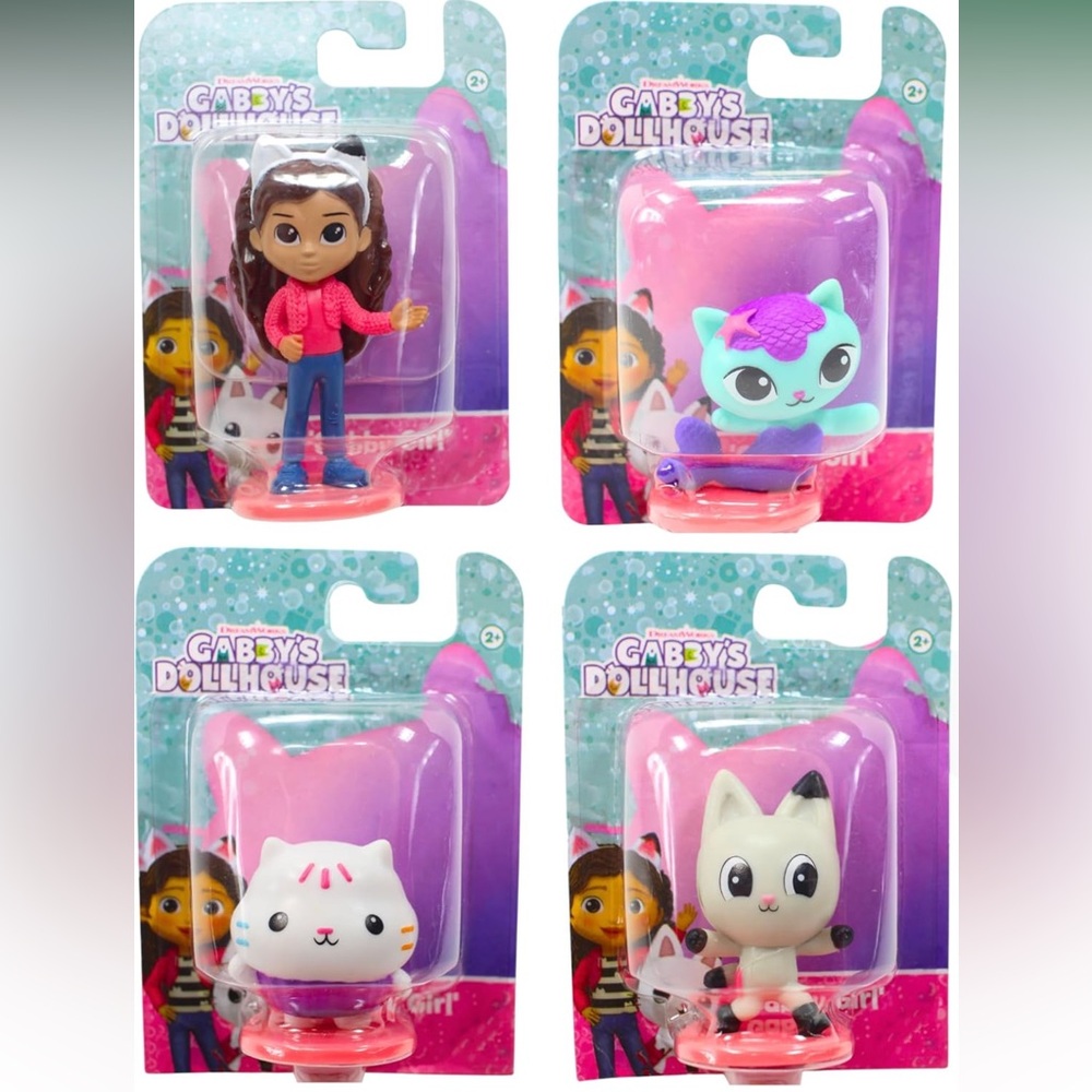 Full Set of Gabby’s Dollhouse Mini Figures - Gabby, MerCat, Cakey & Pandy